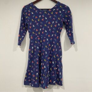 Old Navy Girls Navy Floral Cotton Dress 3/4 Sleeve Size 14